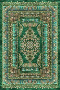 فرش کالتکس ۱۲۰۰ شانه طرح غنچه سبز سیر