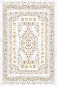 فرش کالتکس ۱۲۰۰ شانه طرح غنچه سفید