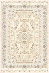 فرش کالتکس ۱۲۰۰ شانه طرح غنچه کرم