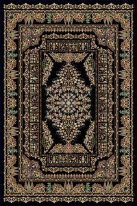 فرش کالتکس ۱۲۰۰ شانه طرح غنچه مشکی