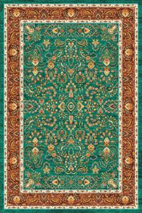 فرش کالتکس ۱۲۰۰ شانه طرح دلارا سبز حاشیه لاکی