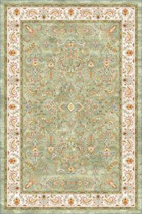 فرش کالتکس ۱۲۰۰ شانه طرح دلارا سبز حاشیه سفید
