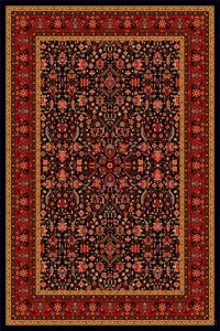 فرش کالتکس ۱۲۰۰ شانه طرح کتایون مشکی حاشیه لاکی