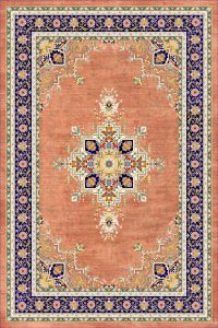 فرش کالتکس ۱۲۰۰ شانه طرح مژده گلبهی حاشیه سرمه‌ای