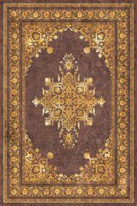 فرش کالتکس ۱۲۰۰ شانه طرح مژده قهوه‌ای