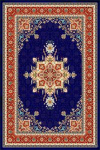 فرش کالتکس ۱۲۰۰ شانه طرح مژده سرمه‌ای حاشیه لاکی