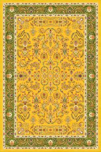 فرش کالتکس ۱۲۰۰ شانه طرح دلارا زرد حاشیه سبز