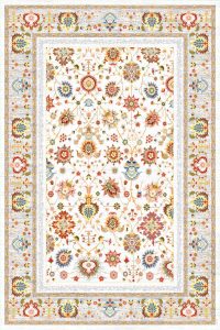 فرش کالتکس ۱۲۰۰ شانه طرح  آورگل سفید