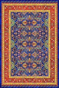 فرش کالتکس ۱۲۰۰ شانه طرح مهرانگیز مهرانگیز آبی کاربنی حاشیه لاکی