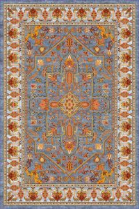 فرش کالتکس ۱۲۰۰ شانه طرح  ایوان آبی حاشیه سفید