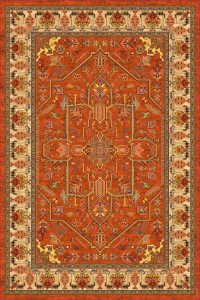 فرش کالتکس ۱۲۰۰ شانه طرح  ایوان آجری حاشیه کرم