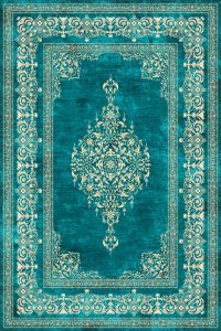 فرش کالتکس ۱۲۰۰ شانه طرح ویانا سبز لاجوردی