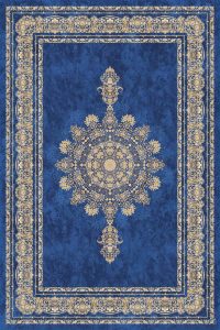 فرش کالتکس ۱۲۰۰ شانه طرح هلن آبی کاربنی