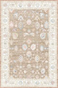 فرش کالتکس ۱۲۰۰ شانه طرح  آرام قهوه‌ای موکا