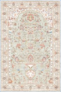 فرش کالتکس ۱۲۰۰ شانه طرح گلدون سبز ماچا