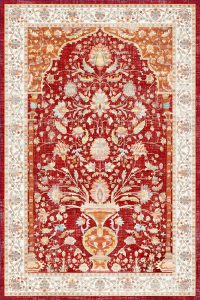 فرش کالتکس ۱۲۰۰ شانه طرح گلدون لاکی