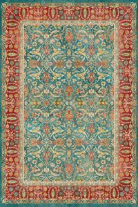 فرش کالتکس ۱۲۰۰ شانه طرح آوید سبز حاشیه لاکی