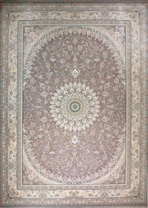 فرش قیطران ۱۵۰۰ شانه اکریلیک ویسکوز طرح ستوش سوسنی