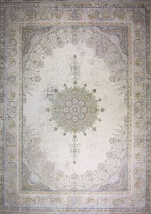 فرش قیطران ۱۵۰۰ شانه اکریلیک ویسکوز طرح شادان کرم
