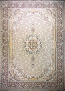 فرش قیطران ۱۵۰۰ شانه اکریلیک ویسکوز طرح عسل فیلی